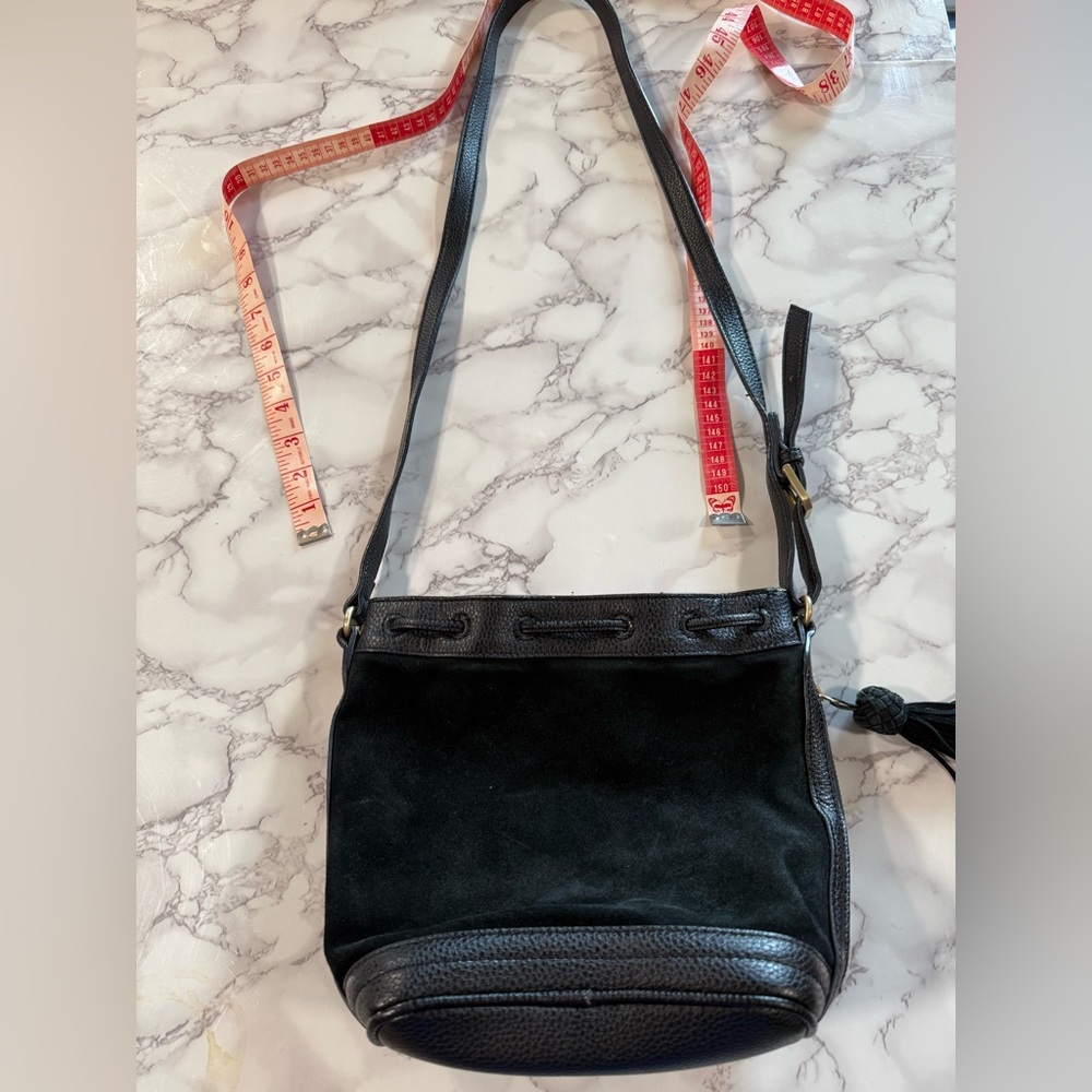 Black Leather Bag with Gold Accents